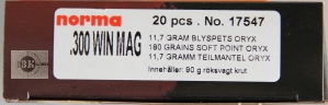 NORMA .300WinMag ORYX, 11,7гр (20шт)